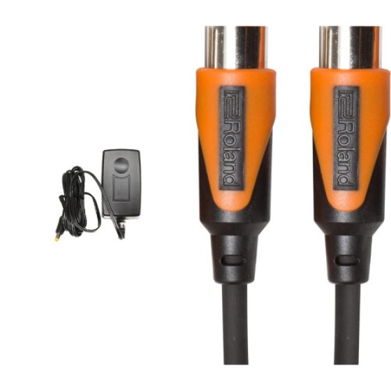 Korg - KA-350-UK 9V/1.7A Catu Daya (Colokan UK) & Roland Rmidi-B3 Seri Hitam Kabel MIDI. Konektor DIN Lurus, Panjang 3 ft / 1 m.